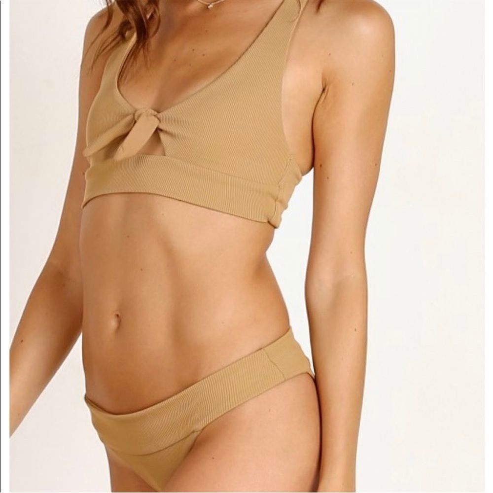 L*space Tan Ribbed tie bikini set - Picture 3 of 6